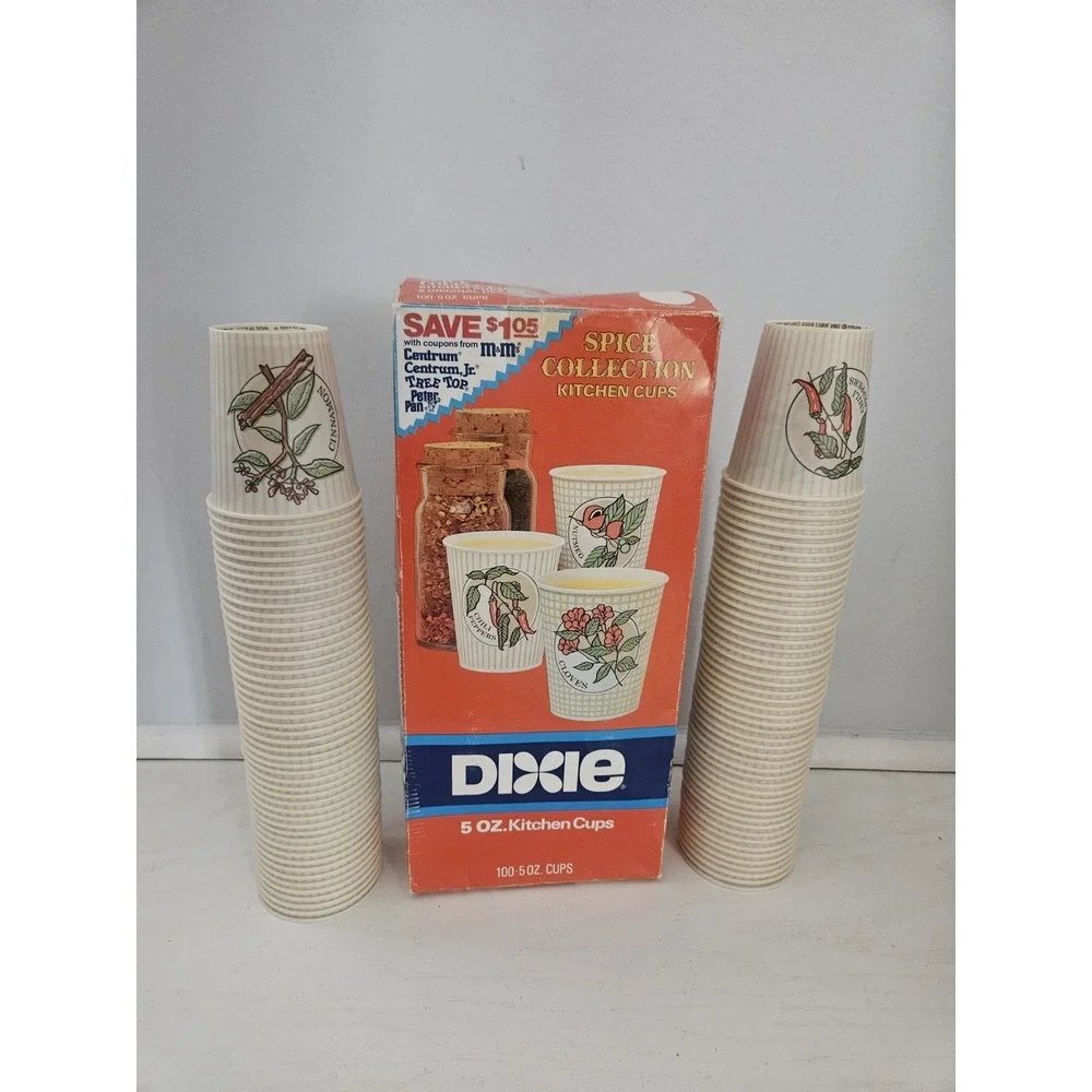 Vintage Dixie Cups Spice Collection 99Ct 5oz Old Stock/Open Box 1986 *READ*‎